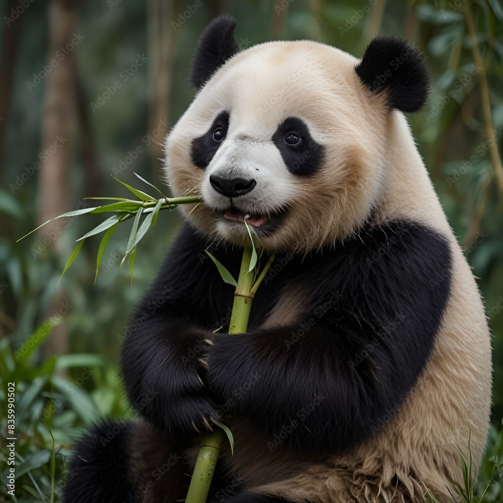 Pandas eating bamboo trees Pandas eating bamboo trees