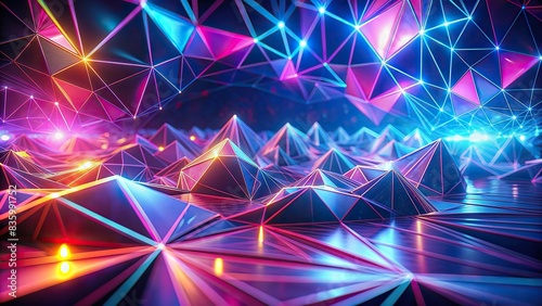 Abstract futuristic neon low poly motion background, communication, neon, low poly, abstract, futuristic, technology, digital, geometric, vibrant, colorful, design, pattern, energy, glow