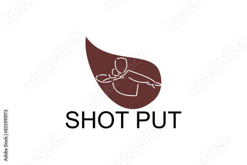 shot put sport vector line icon. Athlete practice shot put, throwing iron ball. sport pictogram illustration
