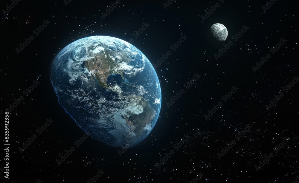 planet earth in space, 3 d render planet earth in space, 3 d render