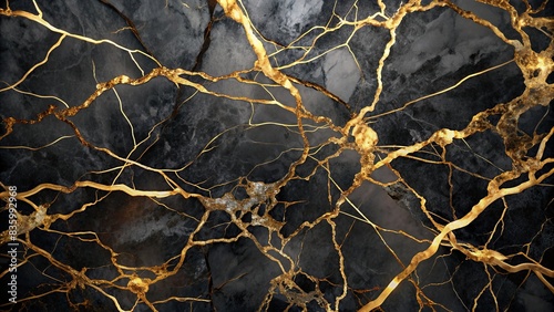 Abstract black marble background with gold veins and kintsugi technique artwork , black, marble, golden, veins, Japanese, kintsugi, fake painted, artificial stone, texture, marbled