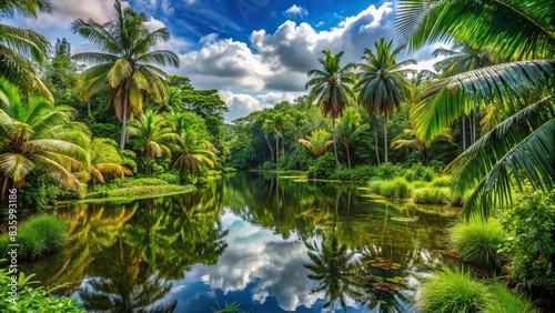 A wild  pristine tropical landscape with a swampy lake and lush vegetation in an impenetrable jungle   tropical  landscape  swamp  lake  lush  vegetation  jungle  wild  pristine  nature