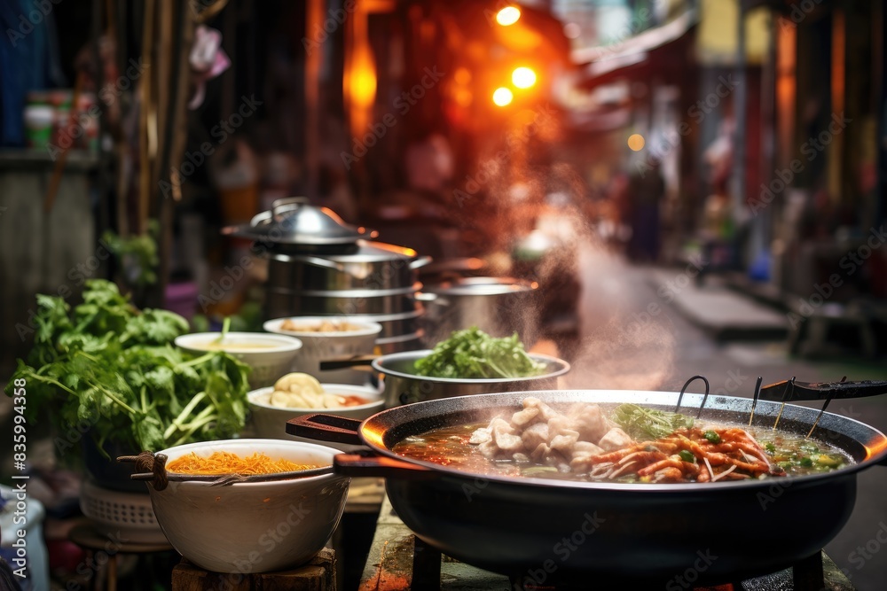 Vietnamese pho in a traditional Hanoi alley. Vietnamese pho in a traditional Hanoi alley.