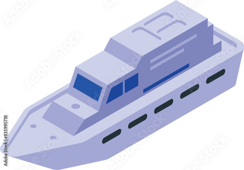 Vector graphic of a luxury yacht in an isometric style, perfect for travel and leisure designs