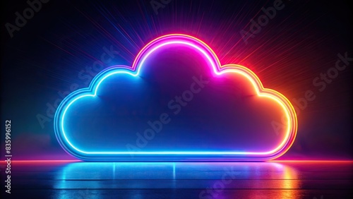 Abstract illuminated cloud with glowing neon lines ,  render, abstract background, wallpaper, fantasy, digital art, futuristic, technology, light effects, creativity, innovation, design photo