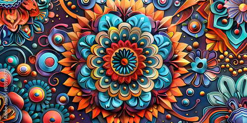 Vibrant Mandala Colorful Background  Kaleidoscope of Colors  Mandala Background - Ai Generated