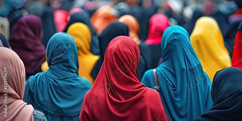 Group of Muslim Women in Colorful Hijabs photo