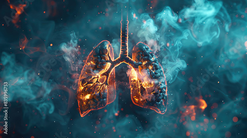 Smoker's Lungs on Fire, The Health Impact of Smoking