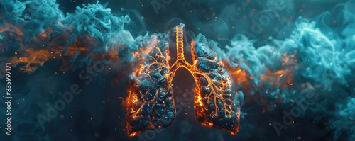 Smoker's Lungs on Fire, The Health Impact of Smoking