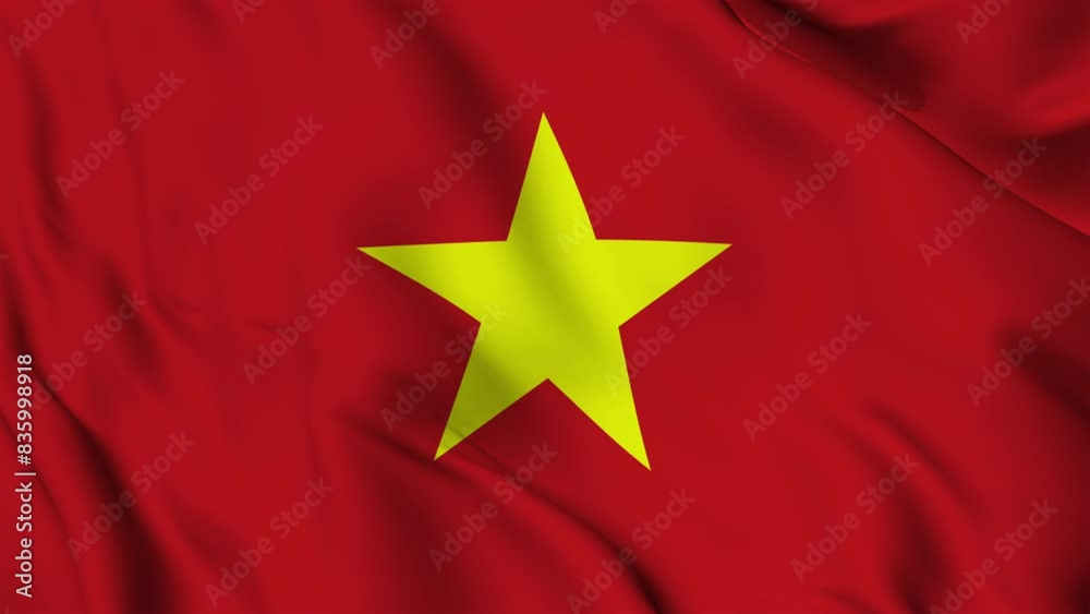 Vietnam flag waving seamless loop animation. 4K