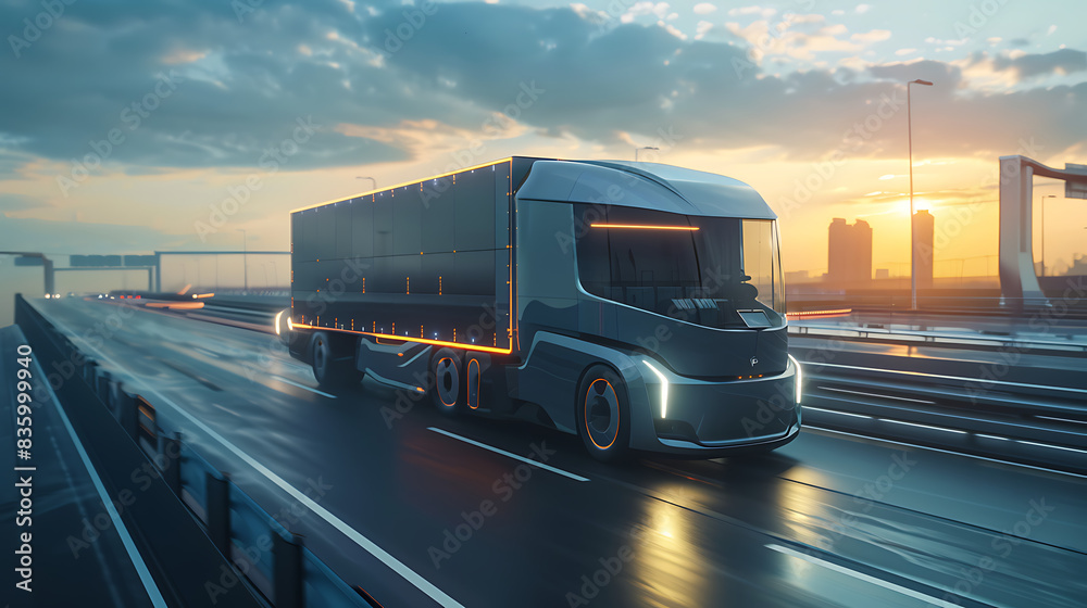 Autonomous Delivery Truck: Navigating a Futuristic Highway Autonomous Delivery Truck: Navigating a Futuristic Highway