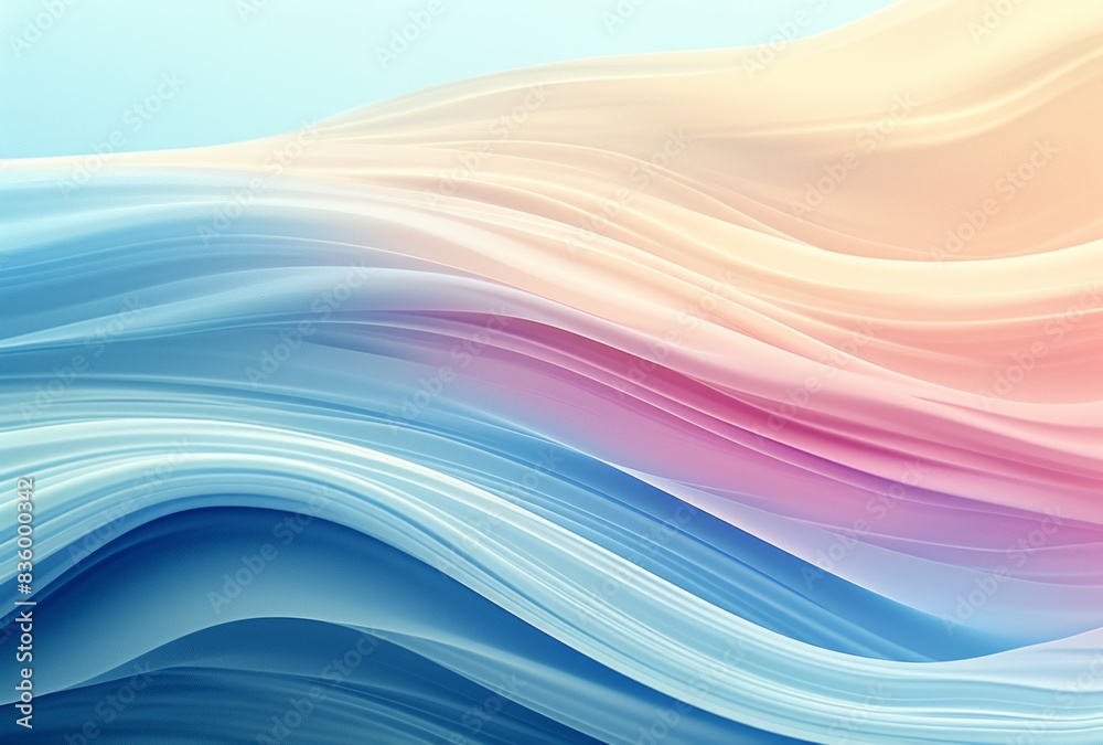 The background includes a wave in blue, white, and pink, with light azure and azure colors, blurry details, and monochromatic shadows and compositions.