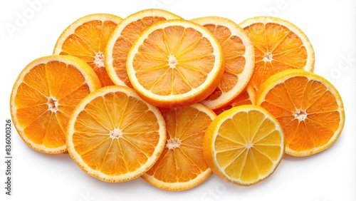 Collection of vibrant orange slices isolated on white background. Clipping path included  orange  fruit  slice  isolated  white background  vibrant  fresh  juicy  citrus  macro  studio