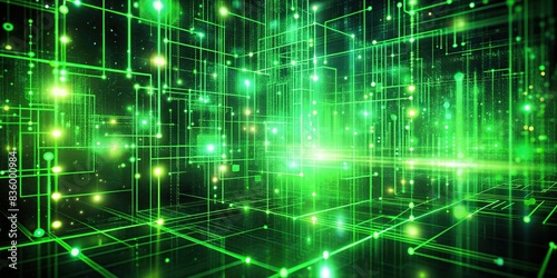 Abstract glowing green digital computer data concept , technology, abstract, glowing, digital, computer, data, futuristic, binary code, cyber, information, innovation, virtual, network