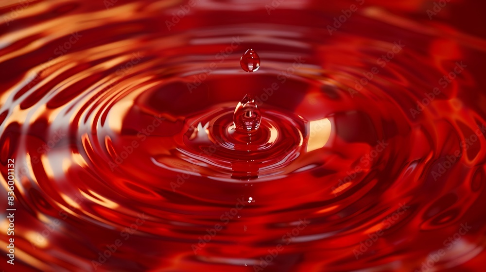 Close-up shot showcasing 3D-rendered single drop on rippled surface. Close-up shot showcasing 3D-rendered single drop on rippled surface.