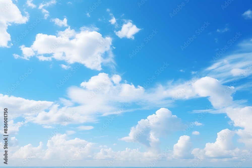 Blue sky background with tiny clouds, nature abstract background