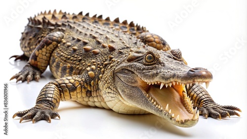 Saltwater crocodile isolated on white background  crocodile  saltwater  reptile  predator  wildlife  dangerous  animal  wild  tropical  Australia  carnivore  scales  jaws  clipping path