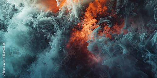 Dark and Mysterious: Swirling Smoke Background, Ethereal Essence: Smoke Swirls in Dark Background - Ai Generated