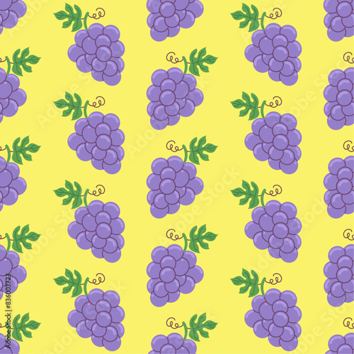 Seamless Hand Drawn Pattern Grape, Vector Pattern