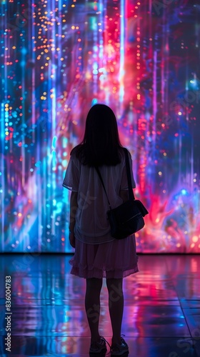 Captivating Silhouette in a Vibrant Digital Art Exhibition