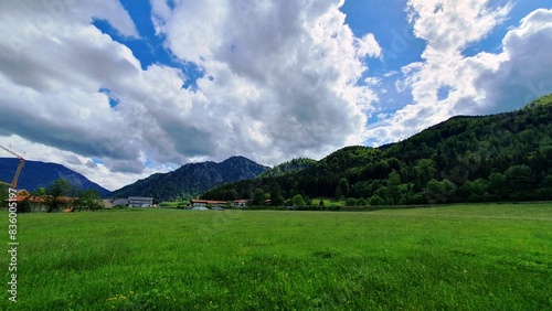 landscape with mountains and blue sky