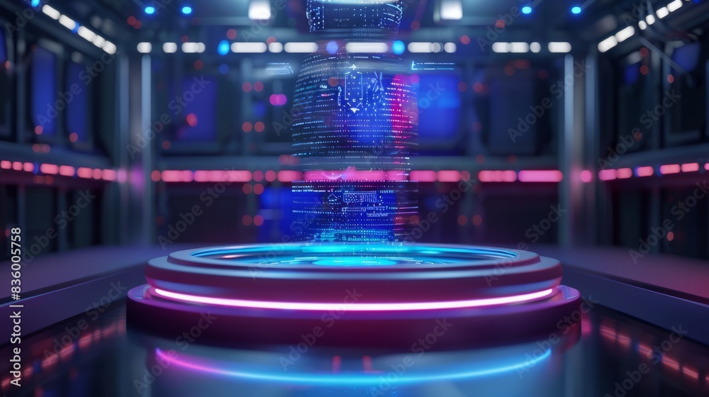 podium of technology with hologram. for technology ads podium of technology with hologram. for technology ads