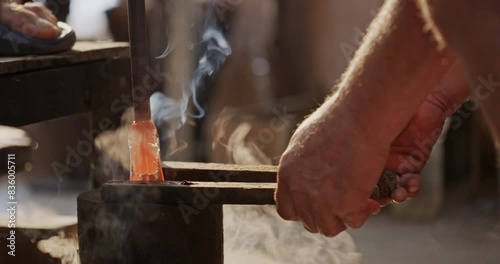 Wallpaper Mural Glassblower Shaping Molten Colored Glass with Wooden Tools in Workshop Torontodigital.ca