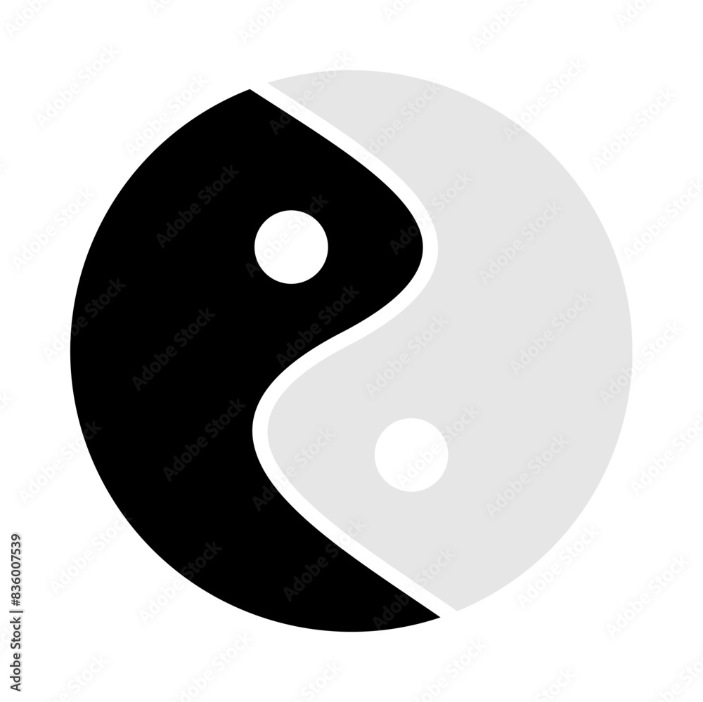 yin yang icon, silhouette vector isolated on white background. simple and modern design yin yang icon, silhouette vector isolated on white background. simple and modern design
