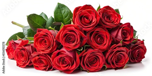 Elegant bouquet of red roses on white background, perfect for romantic occasions or celebrations, roses, flowers, elegant, bouquet, red, white background, celebration, romance, love
