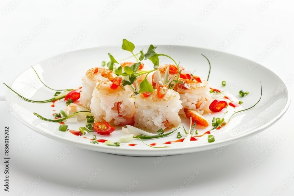 Scrumptious Asian Rice Cakes with Pickled Ginger and Scallion Garnish Scrumptious Asian Rice Cakes with Pickled Ginger and Scallion Garnish