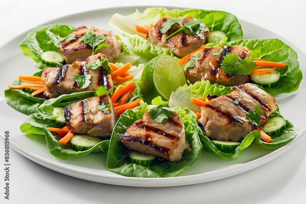 Exquisite Pork Lettuce Wraps with Fresh Vegetables Exquisite Pork Lettuce Wraps with Fresh Vegetables