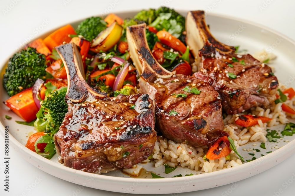Exquisite Grilled Lamb Chops with Aromatic Jasmine Rice and Fresh Herbs Exquisite Grilled Lamb Chops with Aromatic Jasmine Rice and Fresh Herbs