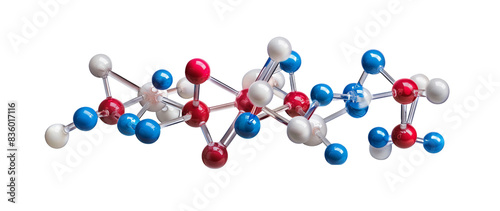 Colorful molecular structure model illustrating chemical bonds and molecular composition, ideal for science and education purposes.
