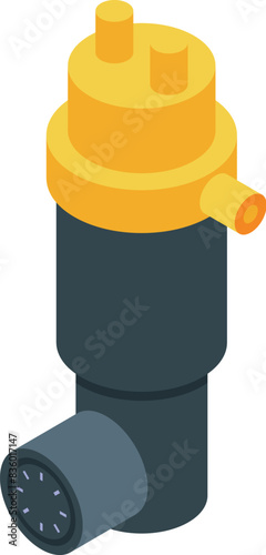 Detailed 3d isometric illustration of a car ignition coil component on a white background