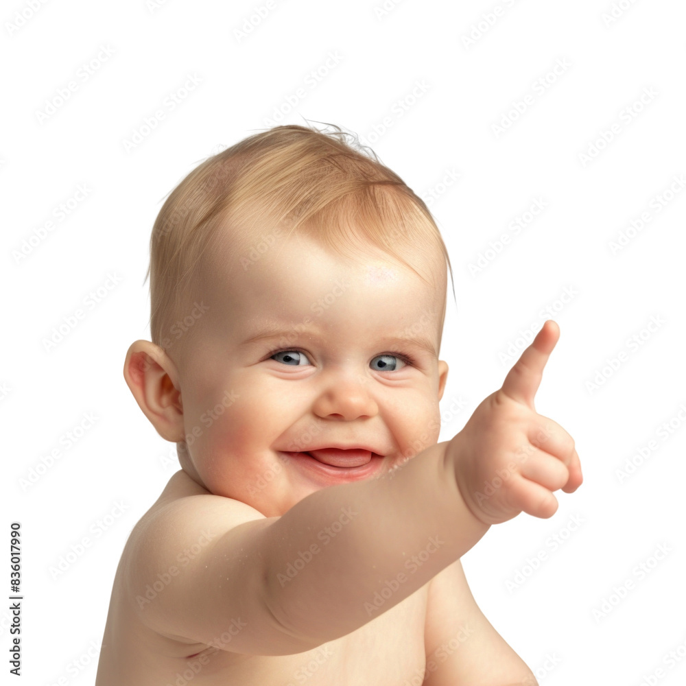 Lovey baby pointing to choose and press transparent background Lovey baby pointing to choose and press transparent background
