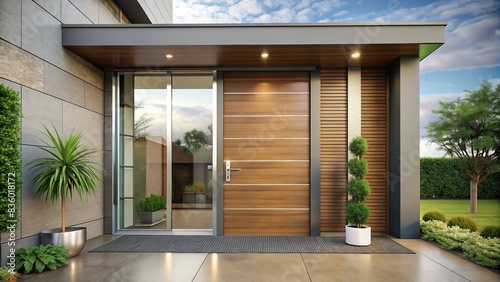 Aluminium panel door with modern house design  aluminium  panel  door  house  design  entrance  modern  architecture  exterior  home  sleek  contemporary  stylish  durable  security