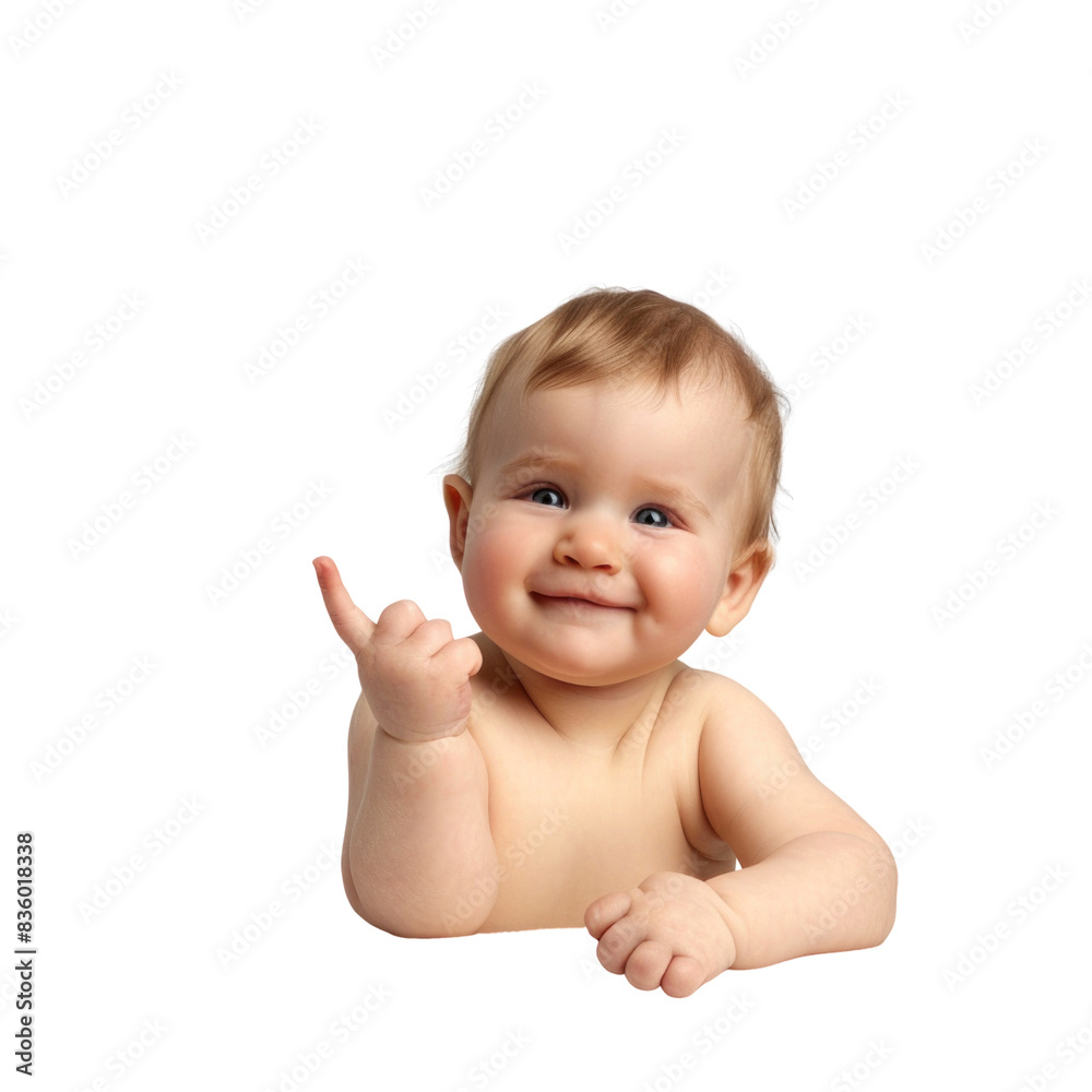 Lovey baby pointing to choose and press transparent background Lovey baby pointing to choose and press transparent background