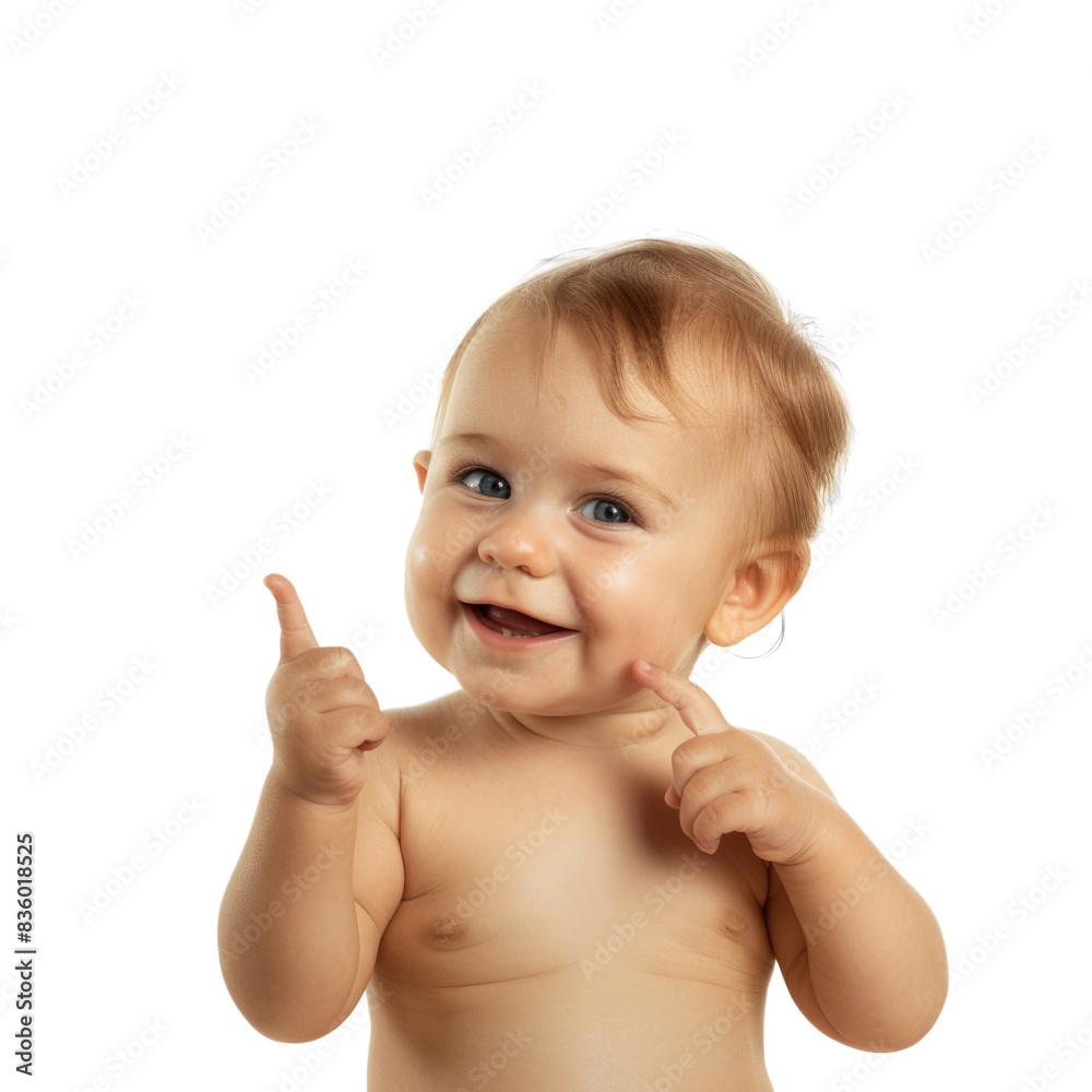 Lovey baby pointing to choose and press transparent background Lovey baby pointing to choose and press transparent background