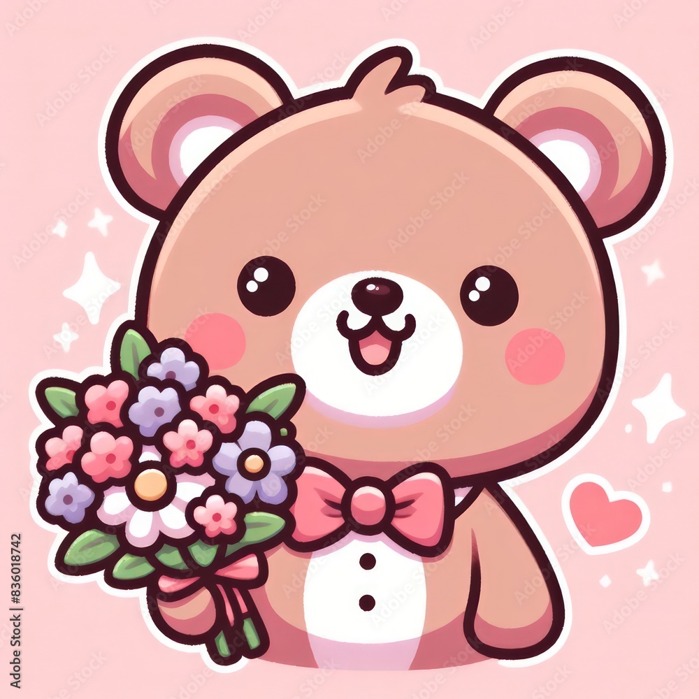 Obraz premium teddy bear with flowers