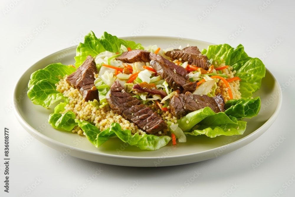 Aromatic Beef Lettuce Wraps with Curried Couscous Aromatic Beef Lettuce Wraps with Curried Couscous