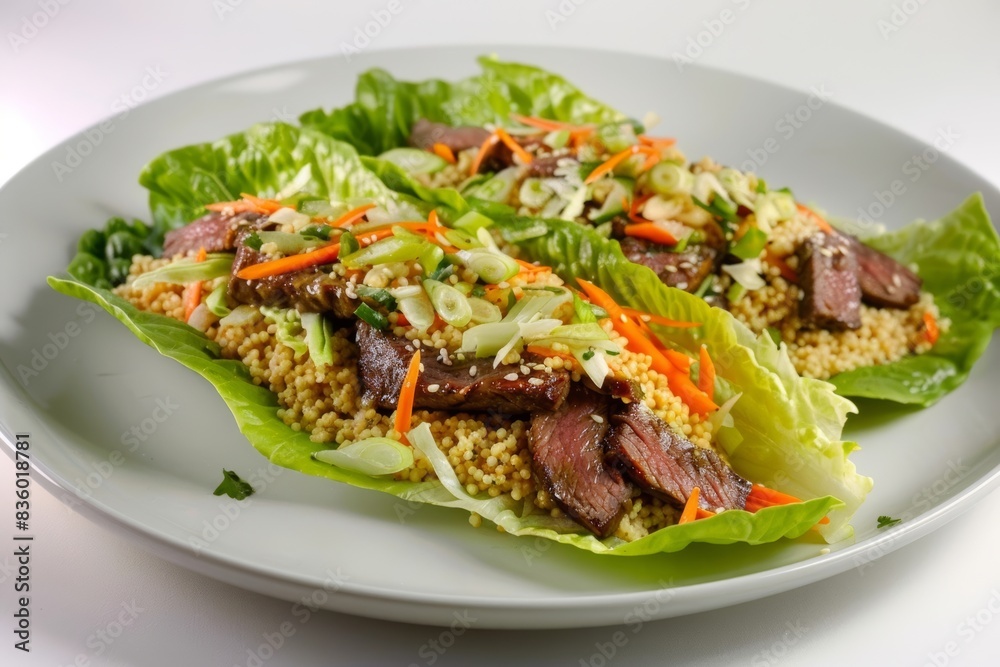 Sesame Beef Lettuce Wraps with Couscous Sesame Beef Lettuce Wraps with Couscous