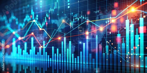 Financial market analytics graph with stock market data points, finance, stock market, analytics, graph, data, statistics, market trends, investment, trading, economy, analysis, chart © guntapong