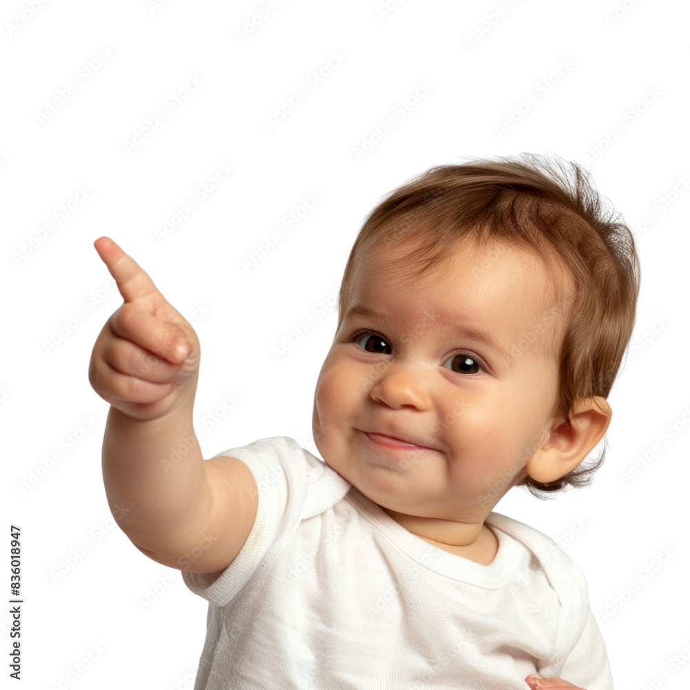 Lovey baby pointing to choose and press transparent background Lovey baby pointing to choose and press transparent background