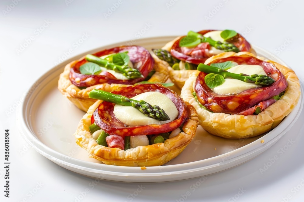 Gourmet Asparagus, Salami, and Mozzarella Tart Appetizer Gourmet Asparagus, Salami, and Mozzarella Tart Appetizer