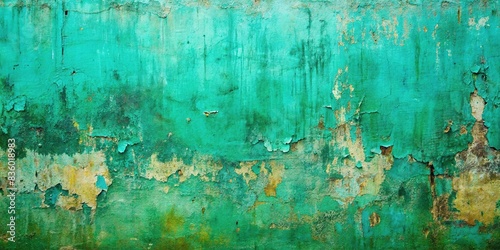 Abstract grunge distressed wall texture oil painting in bright aqua green color , abstract, grunge, distressed, wall, texture, oil painting, technique, art, background, aqua green, color photo