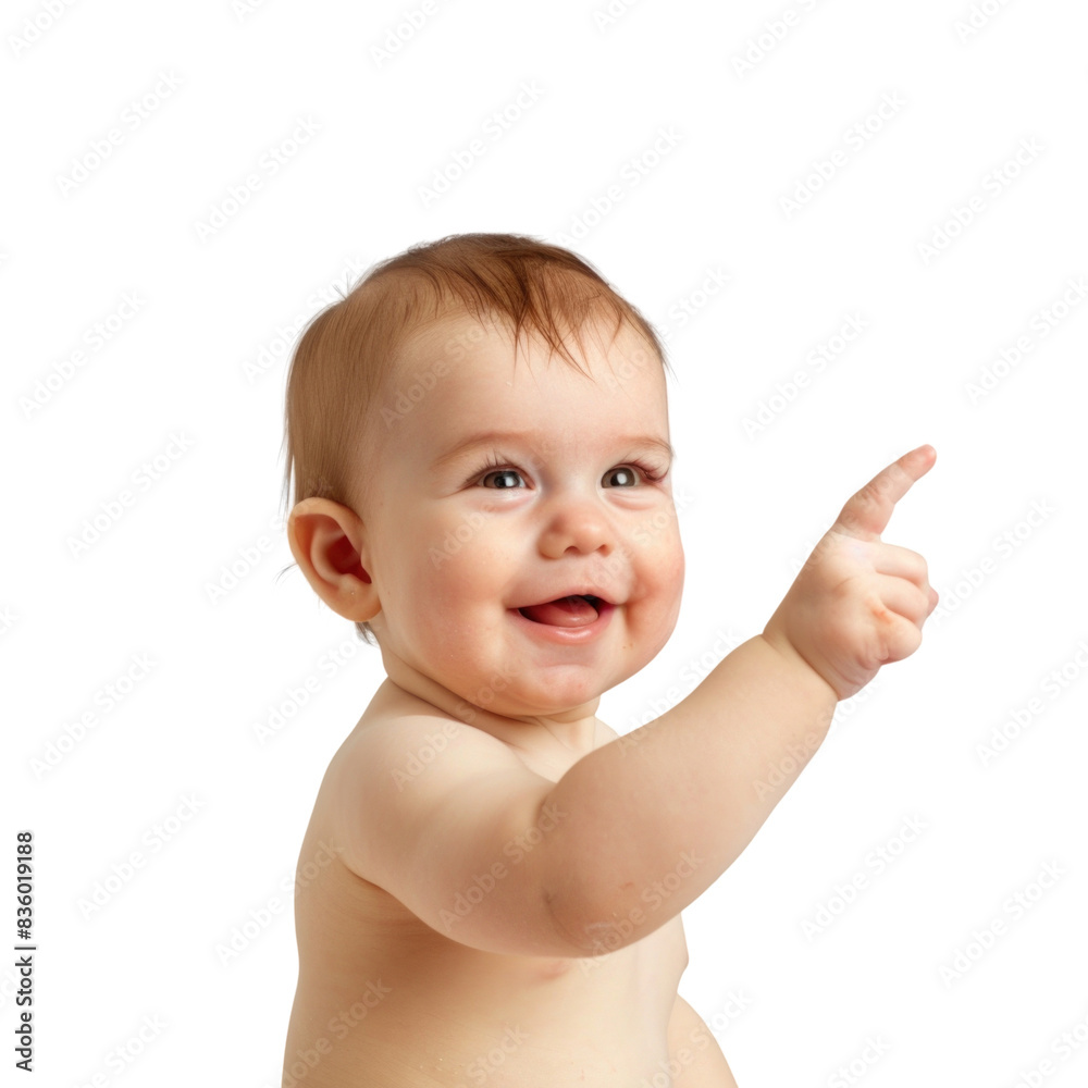 Lovey baby pointing to choose and press transparent background Lovey baby pointing to choose and press transparent background