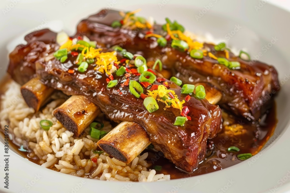 Exotic Asian-Style Braised Short Ribs with Vibrant Accoutrements Exotic Asian-Style Braised Short Ribs with Vibrant Accoutrements