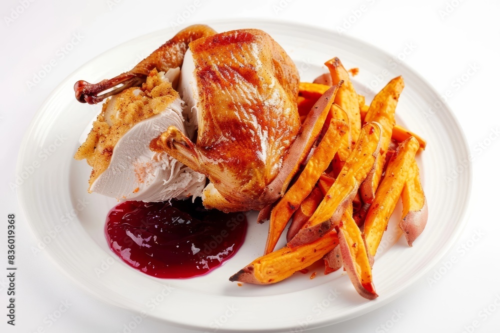 Tantalizing Fried Turkey with Chile Salt Sweet Potato Fries and Cranberry Syrup Tantalizing Fried Turkey with Chile Salt Sweet Potato Fries and Cranberry Syrup
