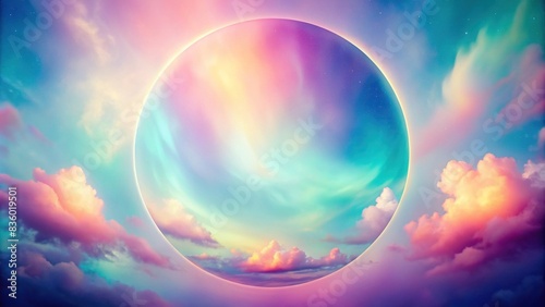 Pastel aurora blur gradient cloud shape design with blank circle space for text, in aesthetic risography style , pastel, aurora, blur, gradient, cloud, design, aesthetic, risography photo