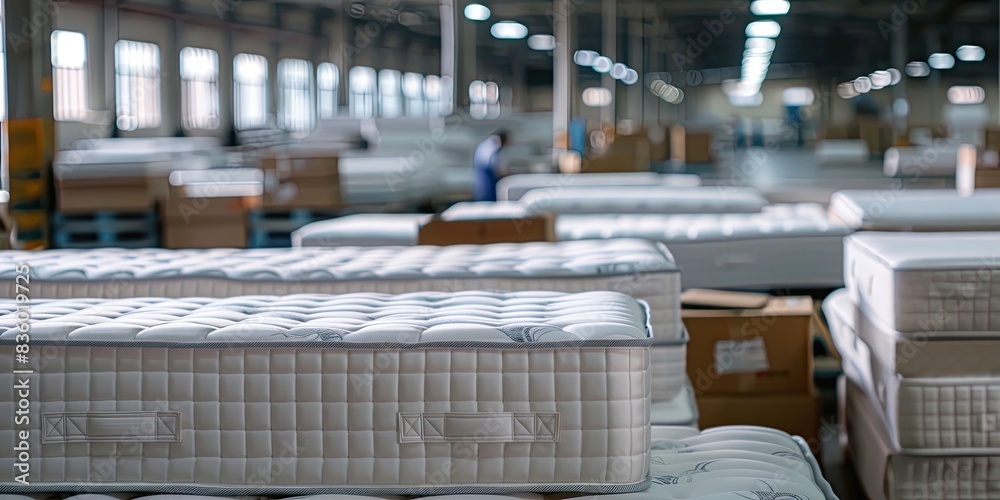 a image of a large warehouse filled with lots of mattresses a image of a large warehouse filled with lots of mattresses